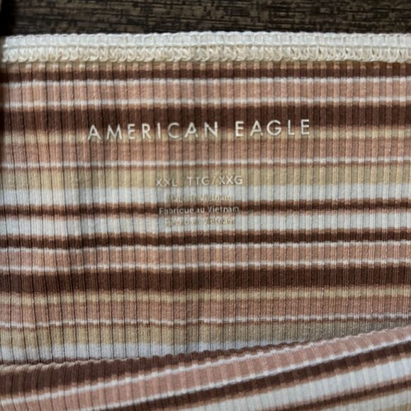 American Eagle Women's cropped ribbed tank top Striped Pink Ivory Size XXL - Picture 3 of 7